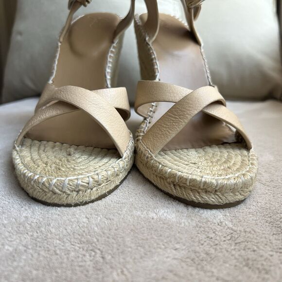 Joie Lena Tan Leather Wedge Sandal Women EU 40 US 9 - 9.5 Jute Espadrille Beach - Picture 10 of 16